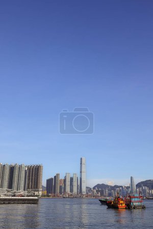 Photo for Panoramic Stonecutters Island Vista of Victoria Harbour Aug 3 2023 - Royalty Free Image