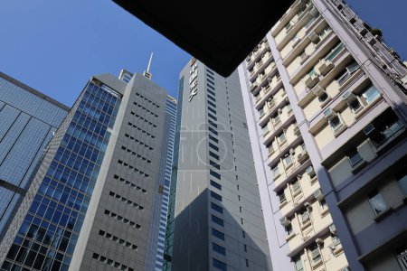 Foto de Wan Chai barrio, Grandes edificios de oficinas Oct 1 2023 - Imagen libre de derechos