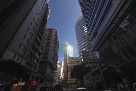 Foto de Wan Chai barrio, Grandes edificios de oficinas Oct 1 2023 - Imagen libre de derechos
