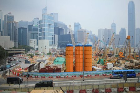 Foto de A Central Wan Chai Bypass sitio de construcción Ene 31 2015 - Imagen libre de derechos