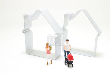 Photo for A mini of Little house with happy family - Royalty Free Image
