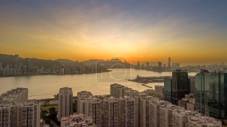 Photo for Nov 18 2023 - Hong Kong: sunset cityscape of Kwun Tong, Hong Kong - Royalty Free Image