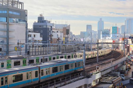 Photo for The Tokyo Japan, Ueno Cityscape with Trains Nov 30 2023 - Royalty Free Image
