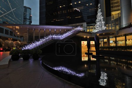 Photo for Dec 27 2023 building with festive Christmas decoration in downtown metropolis. - Royalty Free Image