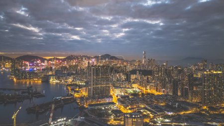 Photo for Dec 31 2021 a twilight at Kowloon , Hong Kong - Royalty Free Image