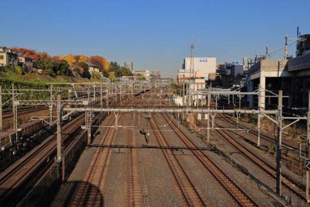 Photo for Nov 29 2023 numerous rail tracks from the Shimogoinden Bridge - Royalty Free Image