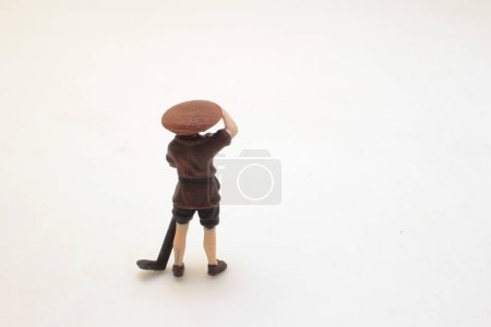 Téléchargez les photos : A person walking alone on a white background. - en image libre de droit