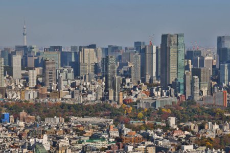 Téléchargez les photos : 29 nov. 2023 Paysage de tokyo skyline de la ville en vue aérienne avec gratte-ciel - en image libre de droit
