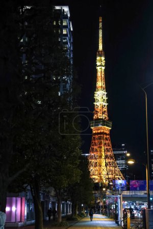 Téléchargez les photos : 29 nov. 2023 Tokyo vue sur la ville avec la tour de Tokyo au crépuscule - en image libre de droit