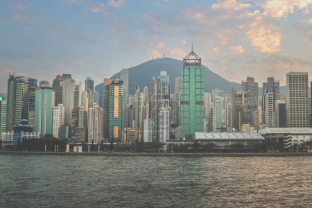 Photo for Jan 6 2024 Hong Kong Skyline across Victoria Harbor - Royalty Free Image