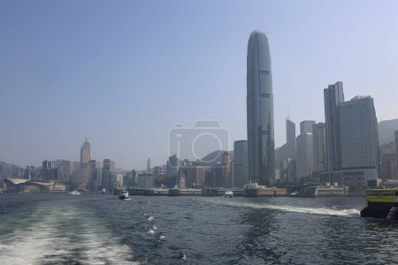 Photo for Jan 6 2024 Hong Kong Skyline across Victoria Harbor - Royalty Free Image