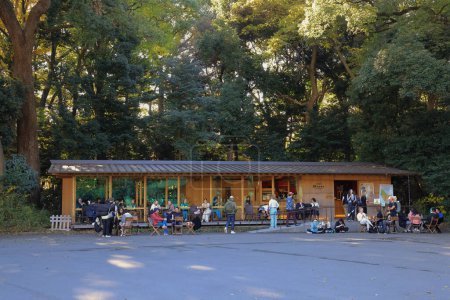 Téléchargez les photos : CAFe Mori no Terrace, Après-midi dans la forêt avec une multitude de personnes 28 Nov 2023 - en image libre de droit