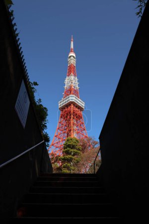 Photo for Stairs to Tokyo Tower Seeing the majestic Tokyo Tower Nov 28 2023 - Royalty Free Image