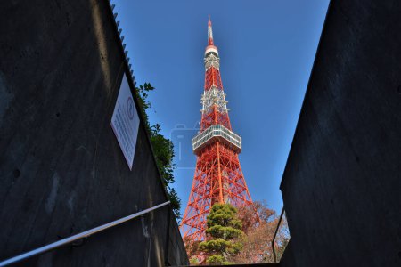 Foto de Escaleras a la Torre de Tokio Viendo la majestuosa Torre de Tokio Nov 28 2023 - Imagen libre de derechos