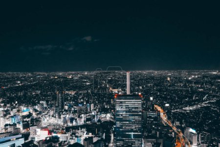 Photo for Aerial View of Urban Night Cityscape with Skyline and Skyscrapers Nov 28 2023 - Royalty Free Image
