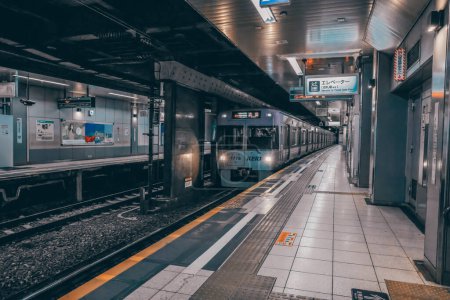 Photo for Railway Station with Subway Train and Rail Tracks Nov 28 2023 - Royalty Free Image