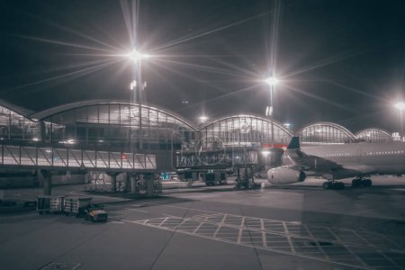 Photo for HK airport, Airfield ground lighting on runway Nov 30 2023 - Royalty Free Image