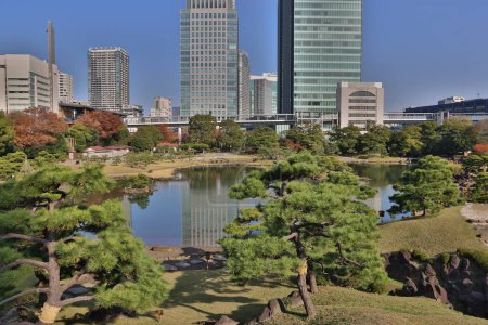 Foto de Nov 27 2023 el lago en Kyushibarikyu Jardín Japonés, Japón - Imagen libre de derechos
