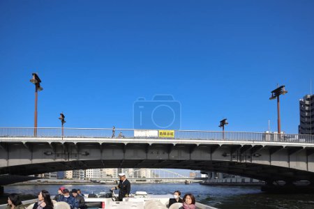 Photo for Nov 27 2023 Sumida river and Tourboat, Sumida ward, Tokyo Prefecture, - Royalty Free Image