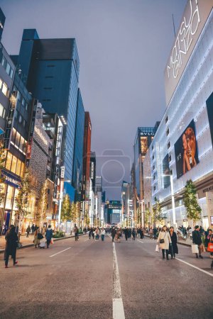 Photo for Ginza Shopping Street Tokyo withTourist People Nov 26 2023 - Royalty Free Image