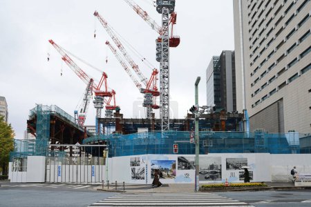 Photo for Nov 26 2023 crane at the under construction in Tokyo - Royalty Free Image