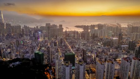 Photo for Jan 20 2024 Hong Kong Cityscape at twilight, from Beacon Hill - Royalty Free Image
