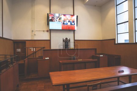 Foto de Ene 20 2024 Vista del juez dentro de un tribunal en la ex magistratura fanfarrón - Imagen libre de derechos