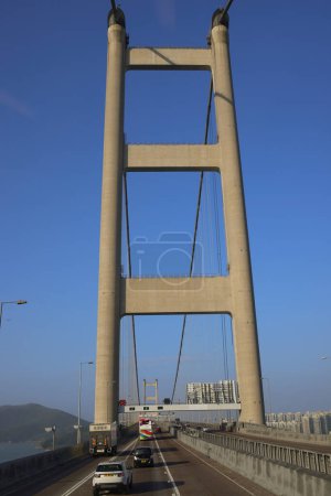 Foto de El paisaje de Tsing Ma Puente, hk Nov 25 2023 - Imagen libre de derechos