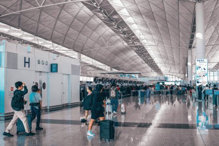 Photo for HK International Airport Terminal Departure Check in Hall. Nov 25 2023 - Royalty Free Image