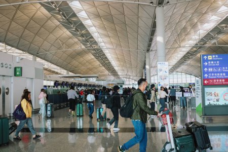 Photo for HK International Airport Terminal Departure Check in Hall. Nov 25 2023 - Royalty Free Image