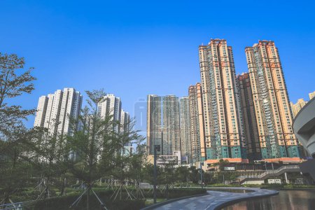 Téléchargez les photos : Vue du quartier résidentiel de Hang Hau, Hong Kong 28 MARS 2023 - en image libre de droit