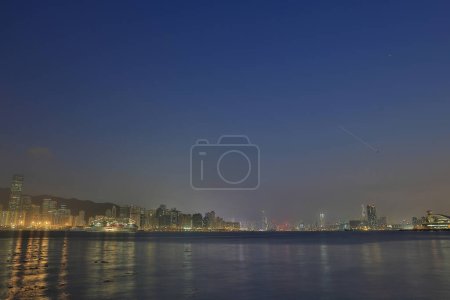Foto de Hk panorama por la mañana sobre Victoria Harbour 28 de marzo 2015 - Imagen libre de derechos