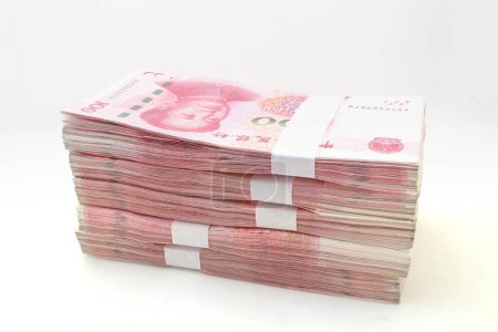 Photo for Stacks of Chinese Yuan Banknotes, Chinese money. Renminbi - Royalty Free Image