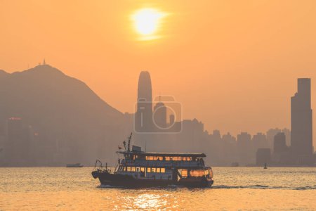 Photo for Modern Cityscape Buildings with ferry hong kong Feb 10 2024 - Royalty Free Image