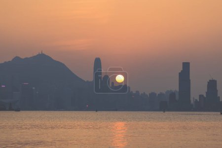 Photo for The sunset of the hong kong cityscape Feb 10 2024 - Royalty Free Image