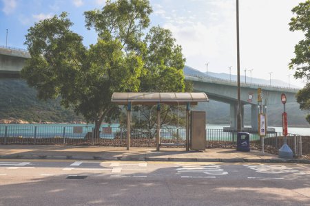Photo for Feb 13 2024 bus stop on the coast road in Lantau Island - Royalty Free Image