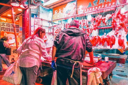 Photo for Feb 23 2024 Outdoor butcher shop on wan chai. hk - Royalty Free Image