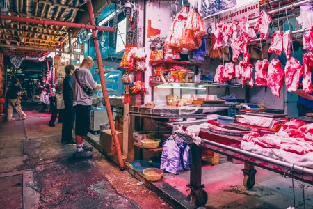 Photo for Feb 23 2024 Outdoor butcher shop on wan chai. hk - Royalty Free Image