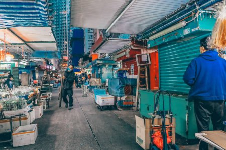 Foto de Feb 23 2024 el mercado húmedo en Wan Chai, Hong Kong - Imagen libre de derechos