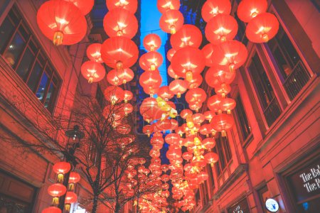 Photo for Feb 23 2024 Decoration light celebration at wan chai Lee Tung Ave - Royalty Free Image
