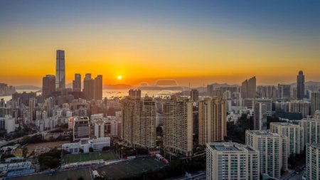 Photo for The sunset of the West Kowloon District, hk March 12 2024 - Royalty Free Image