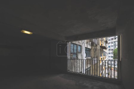 Photo for March 16 2024 corridor and doors with dark of Tai Hang Sai Estate - Royalty Free Image
