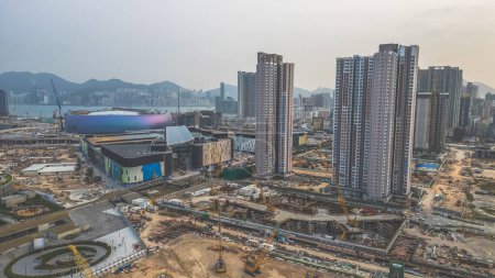 Foto de 17 de marzo de 2024 desarrollo del aeropuerto de Kai Tak, ciudad de Kowloon, Hong Kong - Imagen libre de derechos