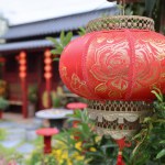 a Red lantern decoration at Traditional garden