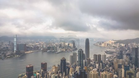 Foto de Victoria Harbour, mirando desde el lado oeste de la isla de Hong Kong - Imagen libre de derechos