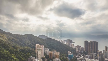 Foto de Victoria Harbour, mirando desde el lado oeste de la isla de Hong Kong - Imagen libre de derechos