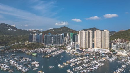 Photo for March 24 2024 the Aberdeen South Typhoon Shelter, Harbor Haven Amidst Urbanity - Royalty Free Image