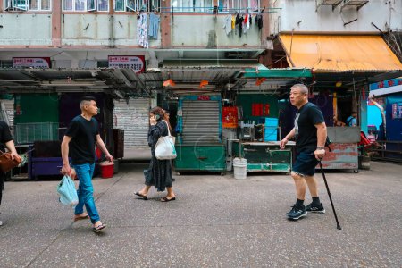 Foto de La ubicación del mercado de Yau Ma Tei, hk abril 3 2024 - Imagen libre de derechos