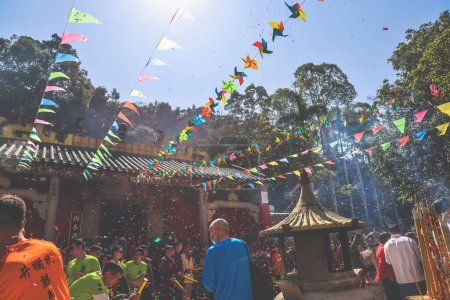 Téléchargez les photos : 11 fév 2024 l'événement du Nouvel An au Temple Tin Hau hk - en image libre de droit