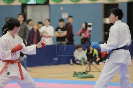 Photo for HONG KONG - MARCH 8, 2015: Fighters in kimono in sport hall - Royalty Free Image